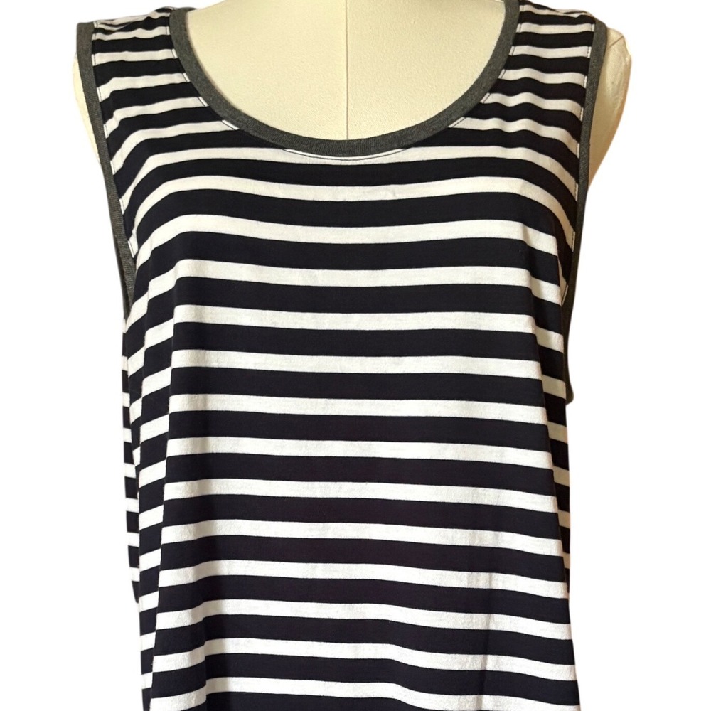 Christopher & Banks Womens XL Navy Blue White‎ Striped Sleeveless Tank Top Scoop
